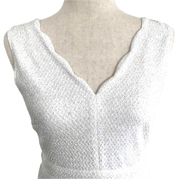 Altar’d State Women’s Sleeveless Scallop V-Neck Knit Skater Dress, White Small - Picture 4 of 11